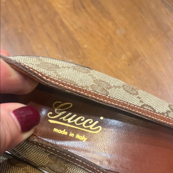 Gucci Women's Tan Canvas Loafers with Gold Accents - Picture 6 of 16